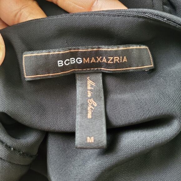 BCBGeneration Black Sleeveless Side Ruched Bodycon Midi Dress Size M - Picture 6 of 9